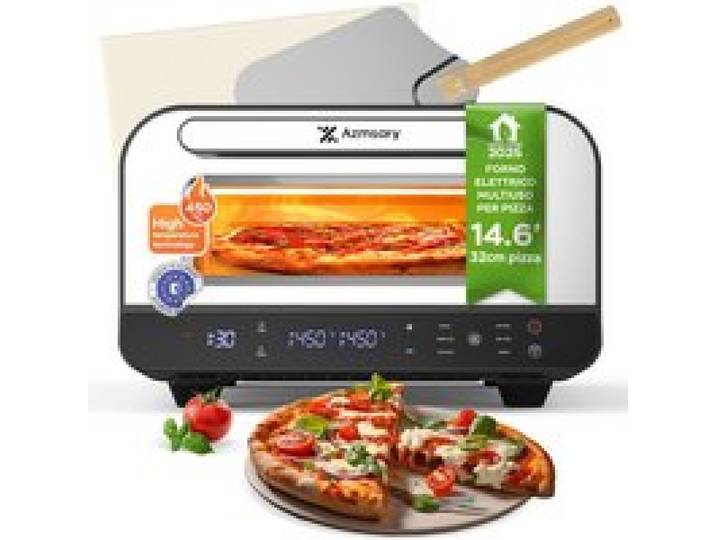 Four à pizza électrique - AZMSARY - Modèle professionnel - 6 programmes - 80℃-450℃ - Pierre incluse