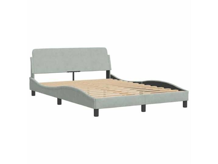 BEAU Lit double，Lit adulte - Cadre de lit Dover - gris clair - 140x190 cm - velours - 2 places[82909]