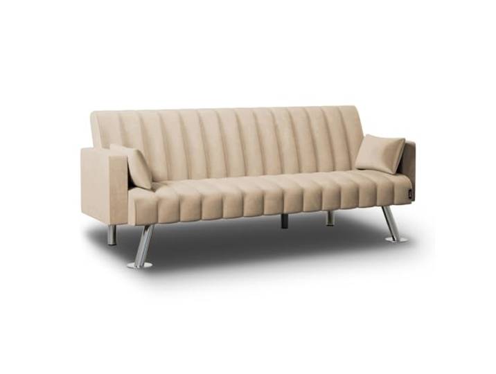 Nalui - 3-Sitzer-Schlafsofa 210x80x79cm One Lines 2 Kissen mit Verstellbarer Rückenlehne Beige