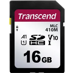 Transcend 410M Speicherkarte 16 GB SDHC MLC Klasse 10 (16 GB, SDHC, U1, UHS-I), Speicherkarte, Schwarz