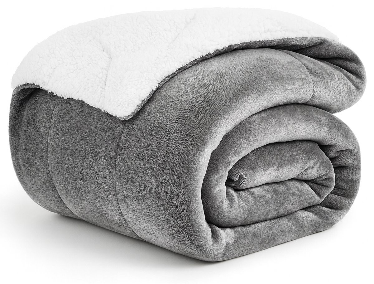 Travelhawk Luxe Dubbellaagse Fleece Deken - Grijs - 150 x 200 cm