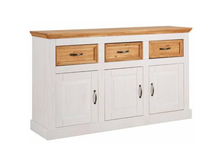 Selma - Buffet Avec 3 Portes Et 3 Tiroirs En Effet Pin Teinté Blanc