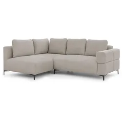 ECKSOFA Cardea in Bubble-Optik aus weichem Taupe Strukturstoff mit hohem Sitzkomfort - Ottomane links