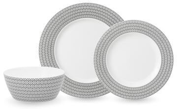Fortessa Ornament Bone China, 12 Piece Dinnerware Set (Service for 4), Black