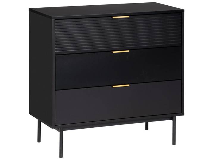 Livetastic Kommode Dodoma, Schwarz, Goldfarben, Metall, 3 Schublade(n) Schubladen, 80x80x40 cm, Kleinmöbel, Kommoden, Kommoden