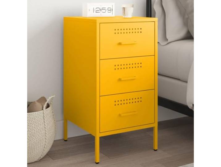 KTHLBRH Nachttisch Senfgelb kommode mit schubladen nachttisch for Wohnzimmer Schlafzimmer 36x39x68 cm Stahl