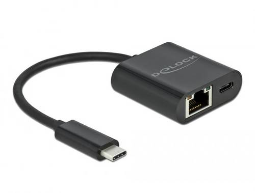Delock USB 2.0 Adapter [1x USB-C Stecker - 1x RJ45-Buchse, USB-C Buchse] 66644 11.5cm