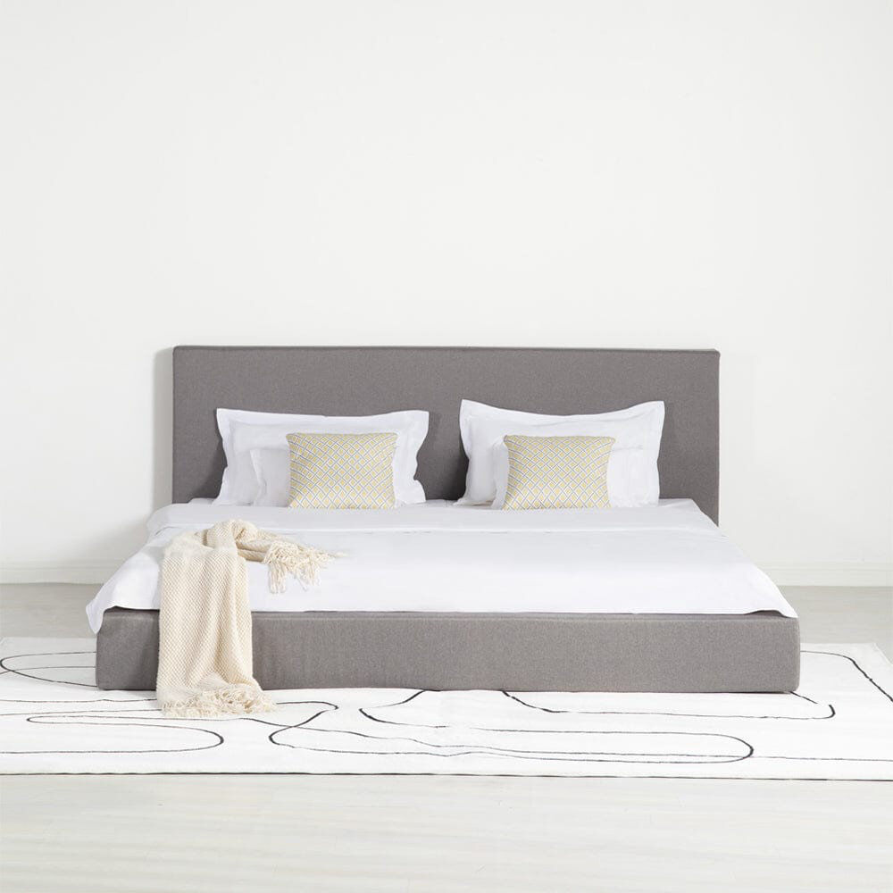 Latitude Run Upholstered Linen Bed Frame Grey Kingsize (5')