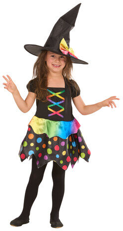 Kinderkleid Hexe, schwarz/bunt