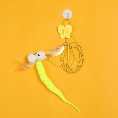 Inspired Finds Elastic Hanging Feather Cat Toy With Door Mount For Independent Interactive Play dragonfly