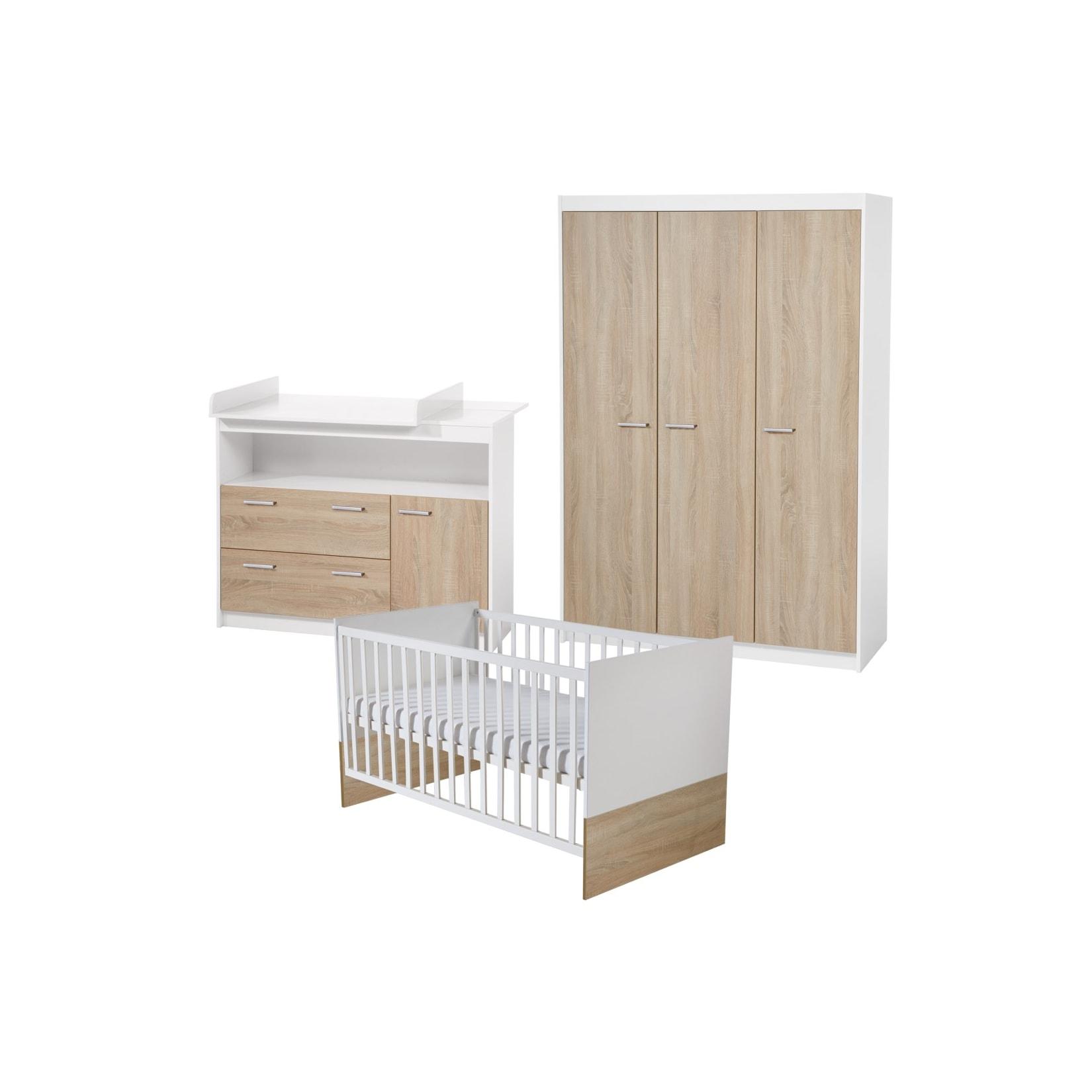 roba Kinderzimmerset 'Gabriella' inkl. Babybett ca. 70 x 140 cm, breiter Wickelkommode & Schrank 3-türig
