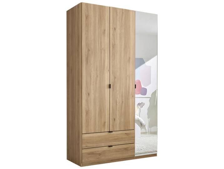 Xora Drehtürenschrank, Eiche, Glas, 6 Fächer, 2 Schublade(n) Schubladen, 135.4x225.5x57 cm, Schrankfront mit Spiegel, Schlafzimmer, Kleiderschränke, Kleiderschränke mit Spiegel