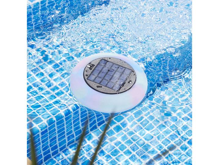 STAR TRADING LED-Solar-Poollicht Pool Light multicolor warmweiß, weiß / opal, Kunststoff, Modern