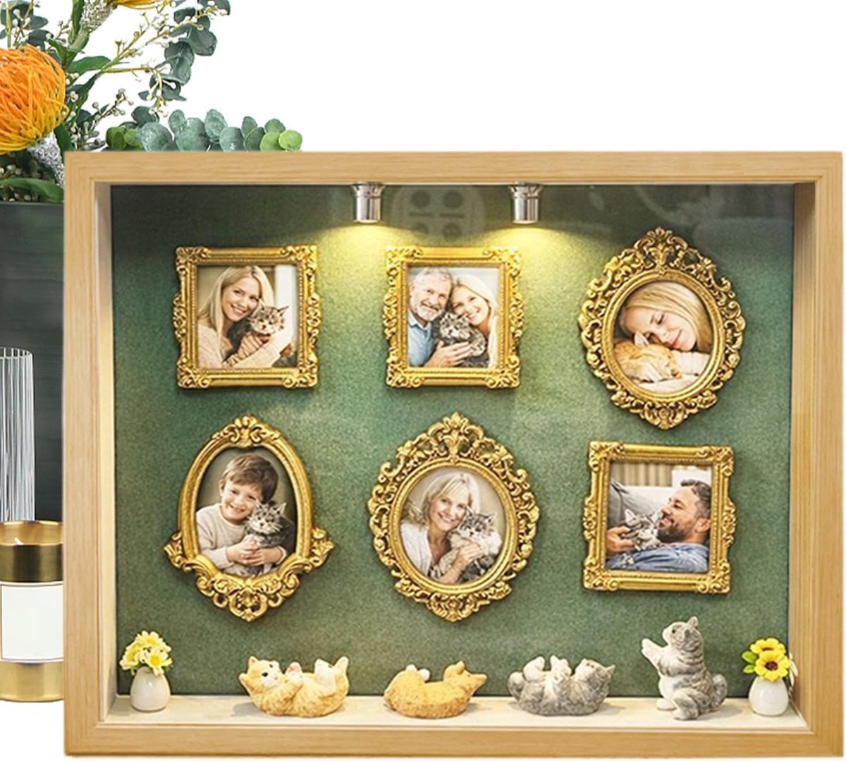 Houten Mini Museum Silhouetdoos Miniatuur Vitrinekast voor het tentoonstellen van miniaturen H 217 x B 267 x D 37 cm