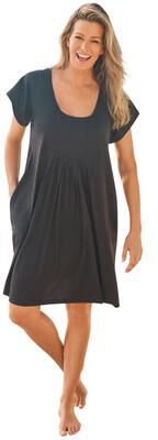 Plus Size Women's Box-Pleat Cover Up by Swim 365 in Black (Size 22/24) Swimsuit Cover Up