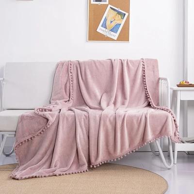 Uplift Picks Christmas Green Fleece Throw Blanket With Pom Fringe pink 150x200 Cm