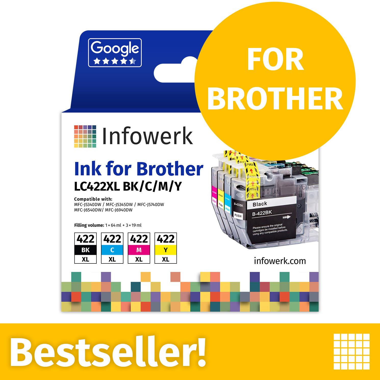 Infowerk Inktpatronen voor Brother LC422XL Multipack (BK/C/M/Y)