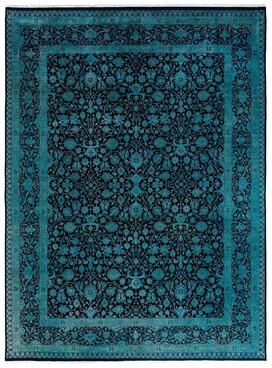 Overton "Fine Vibrance One-of-a-Kind Hand-Knotted Area Rug - Blue, 9' 1"" x 12' 0"" - 9' 1"" x 12' 0"""