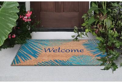"Lush Decor Natura Palm Border Outdoor Mat Green 18""X30"""