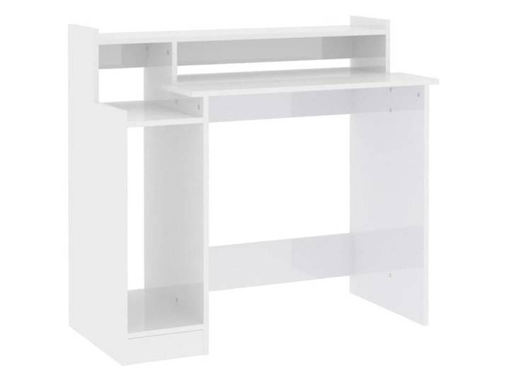 Bureau Blanc CLOUD Table à écrire Pour 1 personne lumières LED Blanc brillant 97x45x90cm bois d'ingénierie BBB430