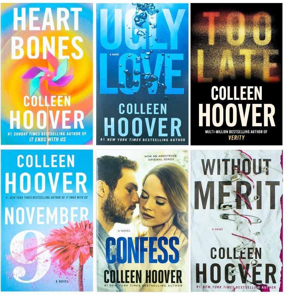 Simon & Schuster Colleen Hoover Collection 6 Books Set (Heart Bones, Without Merit, November 9, Ugly Love, Too Late, Confess)