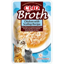INABA Cat Ciao Broth - Ergänzungsfuttermittel für Katzen mit Huhn und Jakobsmuschelgeschmack 40g