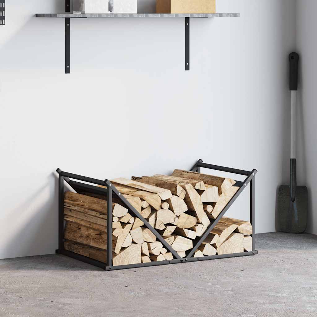vidaXL Portant de bois chauffage noir 70x43x34,5 cm