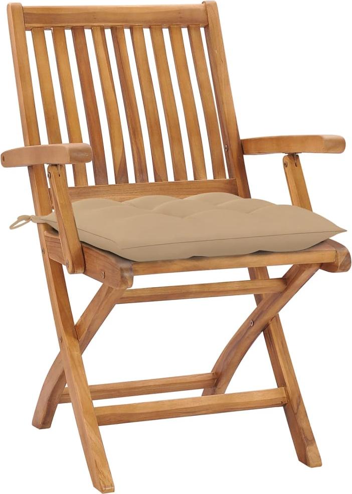 vidaXL Klappstühle mit Kissen, 8-teilig, Massivholz Teakholz