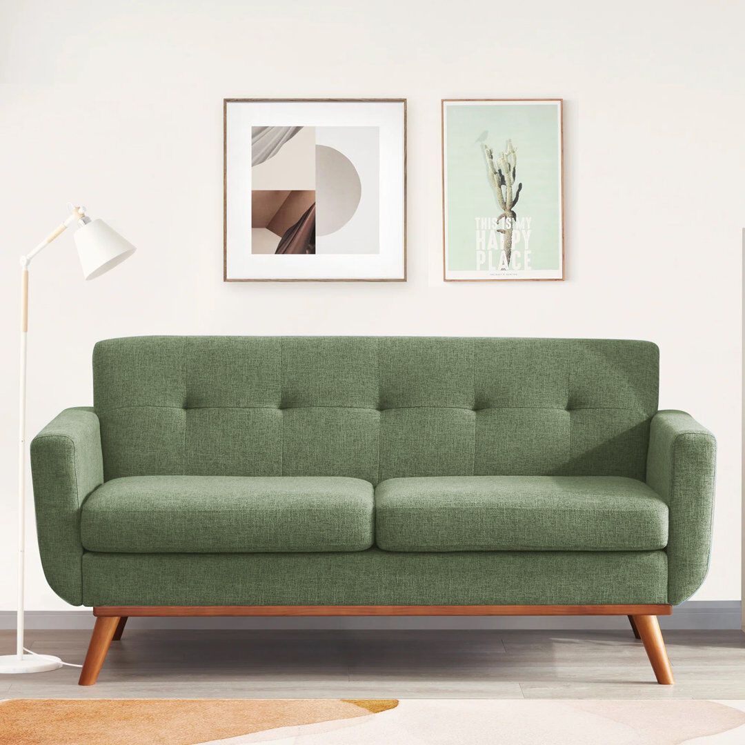 Blue Elephant 167cm 2 Seater Loveseat Green Linen Blend 82cm H X 167.1cm W X 82cm D