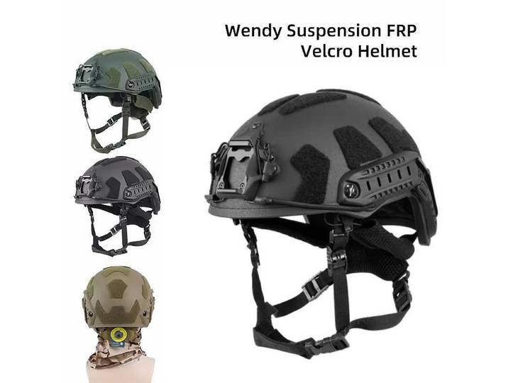 Casque tactique rapide casque balistique Velcro FRP Suspension Wendy à coupe haute avec bouton réglable à Double ligne casque balistique