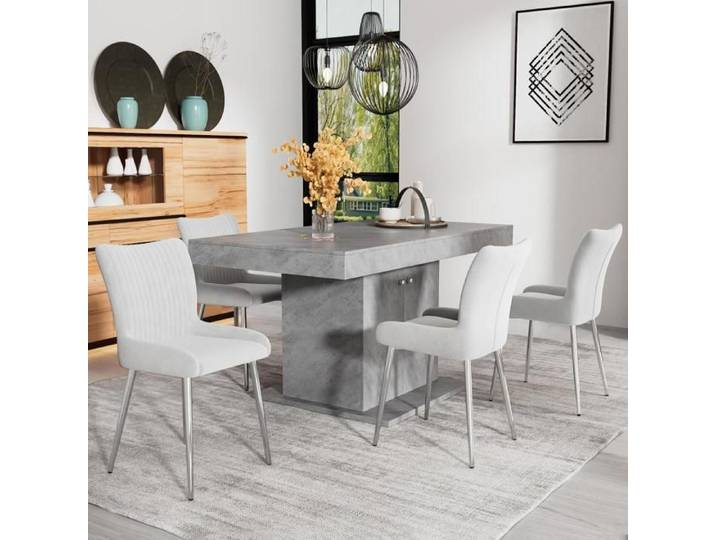 Lot de 2 Chaises - Chaise de salle à manger - Gris velours lounge avec 4 pieds de support en métal argenté soutien lombaire