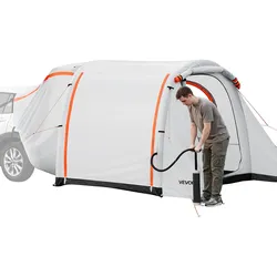 VEVOR Aufblasbares Heckklappenzelt Autozelt (2042+1020) x 2438 x 2020 mm, Wasserdichtes (PU2000 mm) Campingzelt mit Belüfteten Türen & Moskitonetzen, SUV-Heckzelt für Camping Wandern, inkl. Luftpumpe