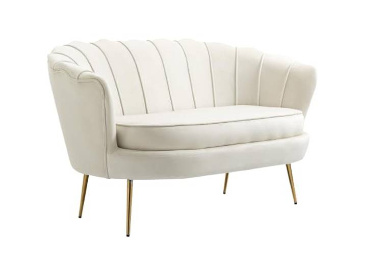 HOMCOM Sofa 2 Sitzer Couch mit Armlehne, 130 x 77 x 77 cm Cremeweiß