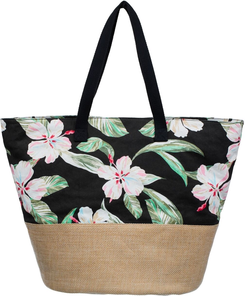 Strandtasche ROXY "Waikiki Life", Damen, bunt (anthrazit spring charming), Baumwolle, Taschen Strandtasche