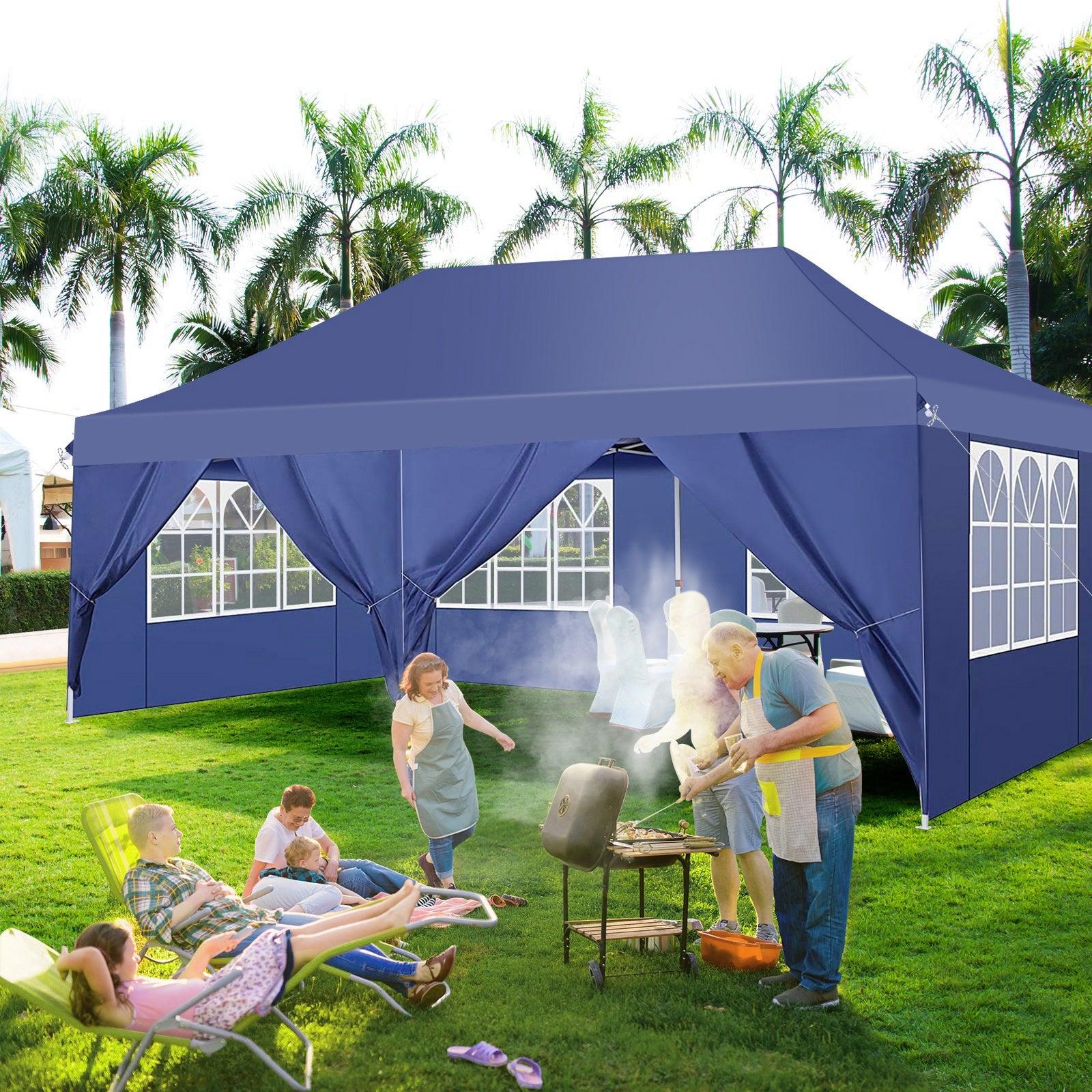 Pop-Up-Zelt - Sonnenschutz-Zelt - Garten-Zelt - Markt-Zelt - 3 x 6 Meter - 6 Seitenwände - Verstellbare Höhe