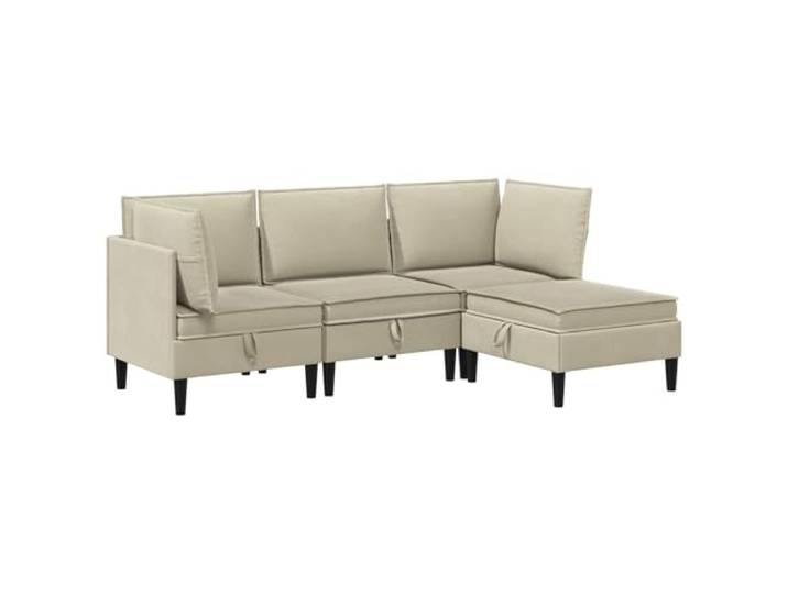 Todiikf 4-Teiliges Sofa Set Moderne Wohnzimmergarnitur Stoff Couch Sand Bequeme Ecksitzgruppe mit dichtem Schaumstoff und robustem Sperrholzgestell für gemütliche Abende im Wohnzimmer.
