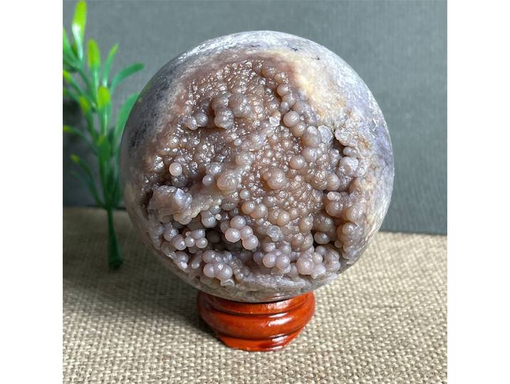 Cristal raisin Agate violet sphère boule Druzy spécimen naturel minéral poli décoration de la maison géode cadeau énergie + support