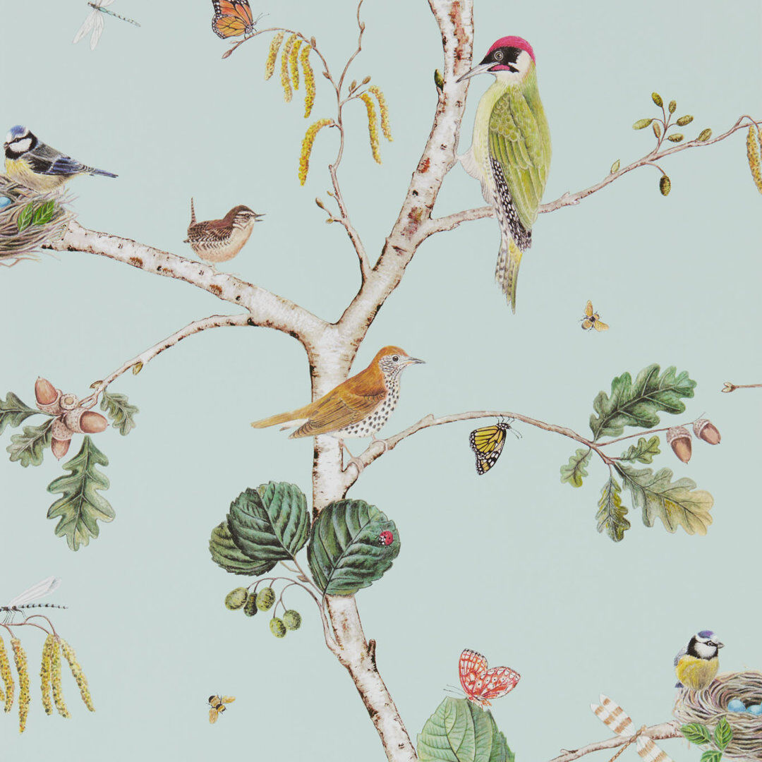 Sanderson Woodland Chorus 10.05m x 52cm Matte Wallpaper Roll Dark Green 1,005cm L