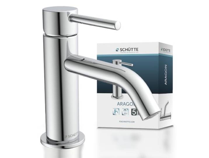 SCHÜTTE Kaltwasserhahn ARAGON 37955, Wasserhahn Bad nur für Kaltwasser, Waschtischarmatur im Gäste-WC, Wasserhahn für kleine Waschbecken, Standventil, Chrom