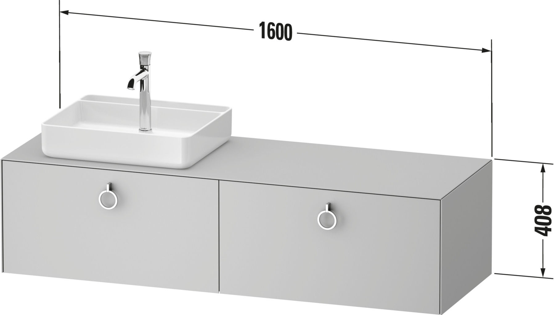 Duravit Waschtischunterschrank White Tulip 160x55cm, B r, w g, k Ein/o Beleuchtung (WT4890R85850000)