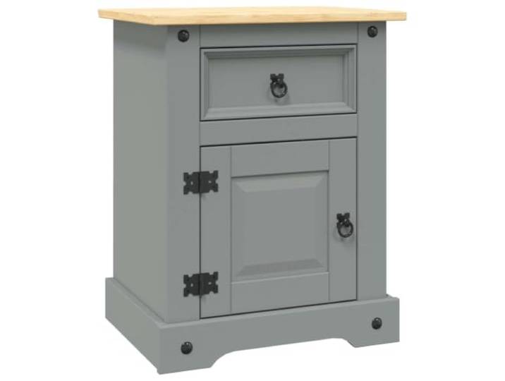 Makastle Nachttisch im Mexiko-Stil Kiefernholz Grau 53x39x67 cm