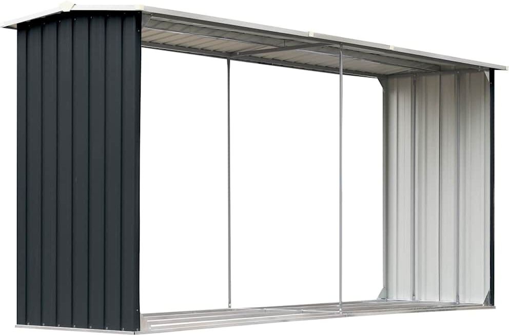 vidaXL Abri de stockage à bois Acier galvanisé 330x92x153cm Anthracite