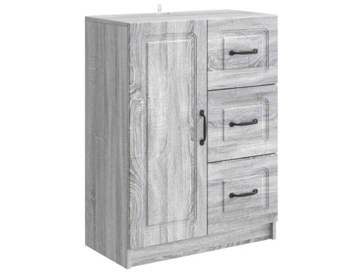TEKGHUT Sideboard Graues Sonoma 66 x 34,5 x 87 cm Holzwerkstoff Modernes Design, rechteckige Form, für Wohnzimmer und Essbereiche, 90°-Pendeltüren, Schubladen, Bügelgriffe, Innenregale