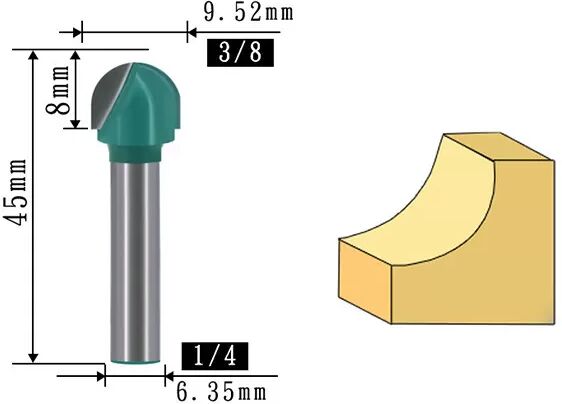 INF 1/4" Schaftfräser mit rundem Boden (2er-Pack) C