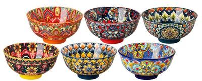 vancasso LUMI 6-Piece Double-Sided Floral Print Porcelain Bowls Set