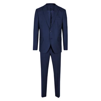 Anzug STEFFENKLEIN "SteffenKlein Anzug REGULAR FIT", Herren, Gr. 102, N + S Gr, blau, Obermaterial: 63% Polyester PES. 35% Viskose CV. 2% Elasthan EL. Futter: 100% Polyester PES. 100% Polyester PES., uni, regular fit, Anzüge, mit Zwei-Knopf-Verschluss