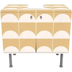 WASCHBECKENUNTERSCHRANK Fliesen mit Halbkreisen Gelb 60/55/35 cm