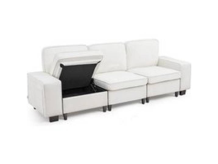 VEVOR Loungesofa modulares Sofa mit Stauraum unten, moderner Couch mit seitlichen Aufbewahrungstaschen & Metallrahmen, Schlafsofa ideal für Wohnzimmer, Schlafzimmer, Wohnung und Büro, weiß