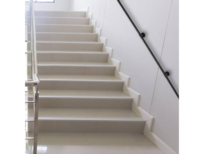Rampe d'escalier métallique de 12 pieds, garde-corps mural antidérapant pour escalier, balustrade de sécurité noire pour marches