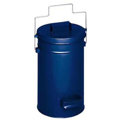 PROREGAL Robuster Sicherheitsbehälter mit Deckel & Tragebügel | HxBxT 38x27x27cm | Verzinkter Stahl | Blau | Mülleimer Müllbehälter
